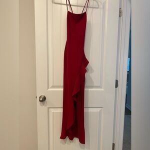Wine red dress with split.